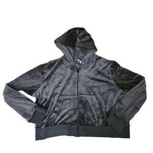 Women’s Black Avia Velour Long Sleeve Cropped Zip Hoodie size XXL (20) (742)